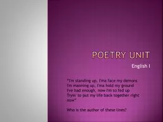 Poetry Unit
