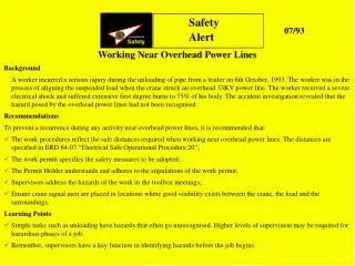 Working Near Overhead Power Lines Background