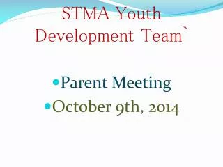 STMA Youth Development Team`