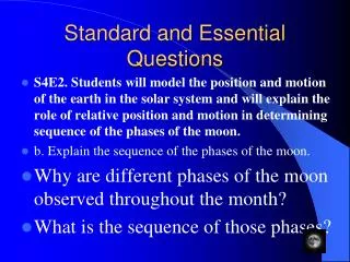 Standard and Essential Questions