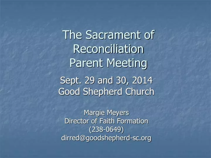 the sacrament of reconciliation parent meeting
