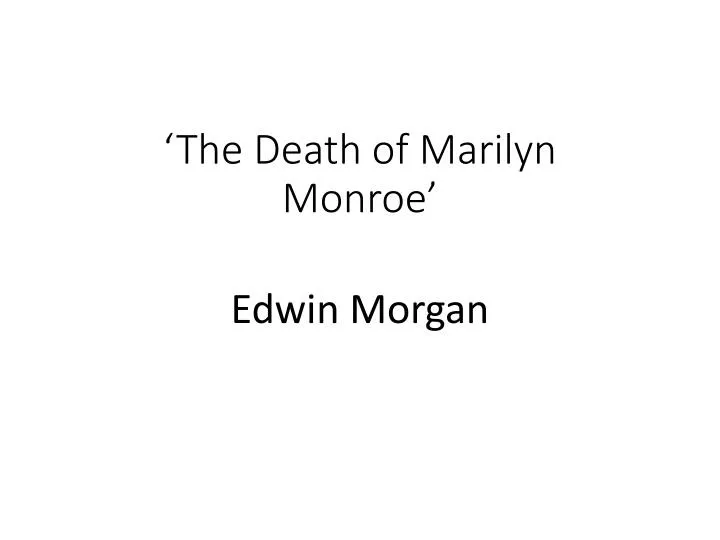 the death of marilyn monroe