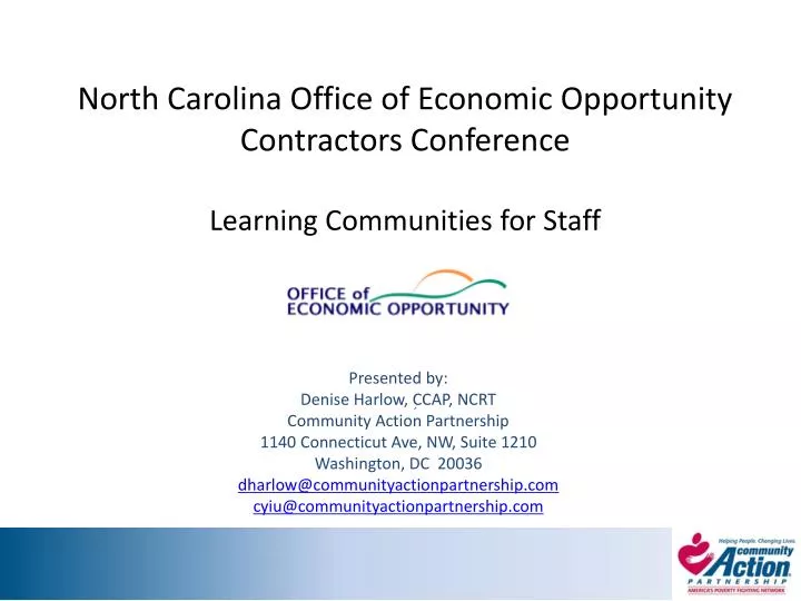 north carolina office of economic opportunity contractors conference learning communities for staff
