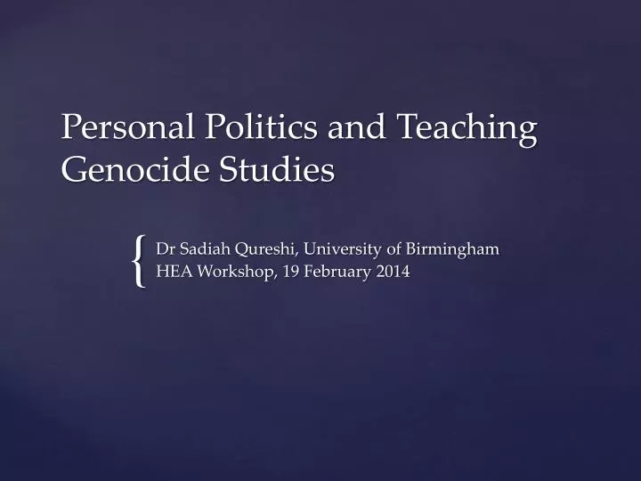 personal politics and teaching genocide studies