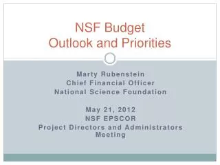 NSF Budget Outlook and Priorities