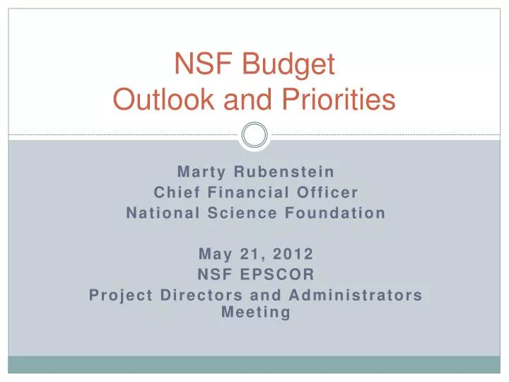 nsf budget outlook and priorities