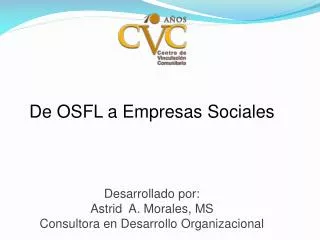 De OSFL a Empresas Sociales Desarrollado por: Astrid A. Morales, MS