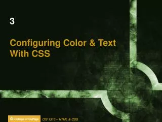 3 Configuring Color &amp; Text With CSS