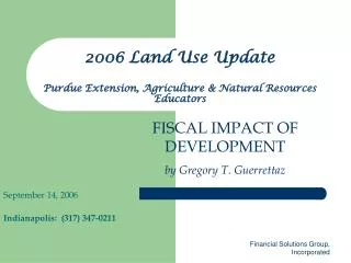 2006 Land Use Update Purdue Extension, Agriculture &amp; Natural Resources Educators