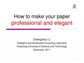 How to make your paper professional and elegant