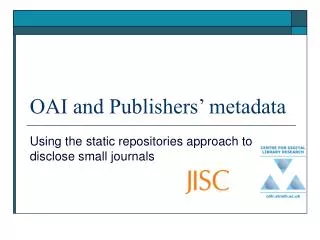 OAI and Publishers’ metadata