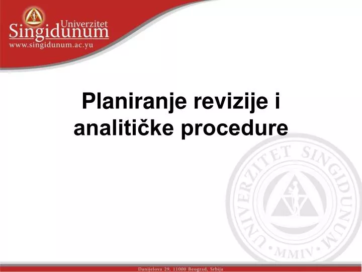 planiranje revizije i analiti ke procedure