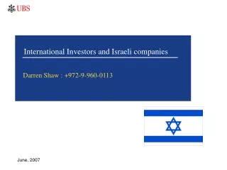 International Investors and Israeli companies