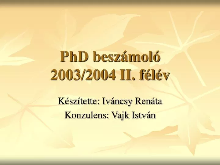 phd besz mol 2003 2004 ii f l v