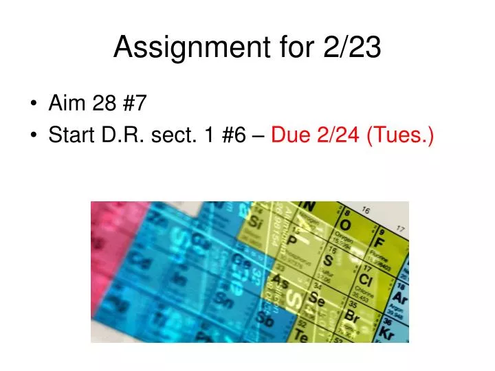 assignment for 2 23