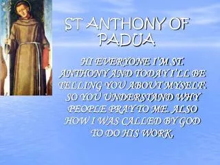 ST ANTHONY OF PADUA
