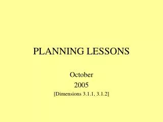 PLANNING LESSONS