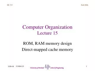 Computer Organization Lecture 15