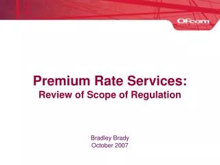 Premium Rate Services: Review of Scope of Regulation