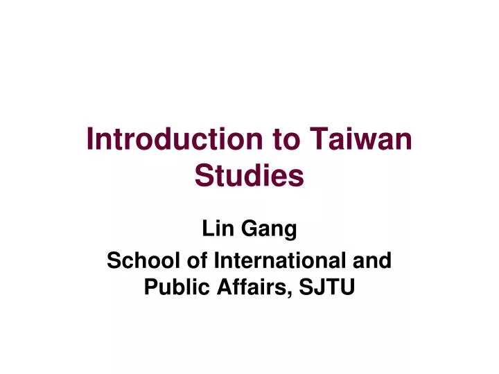 introduction to taiwan studies