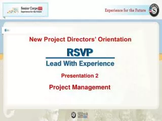 New Project Directors’ Orientation