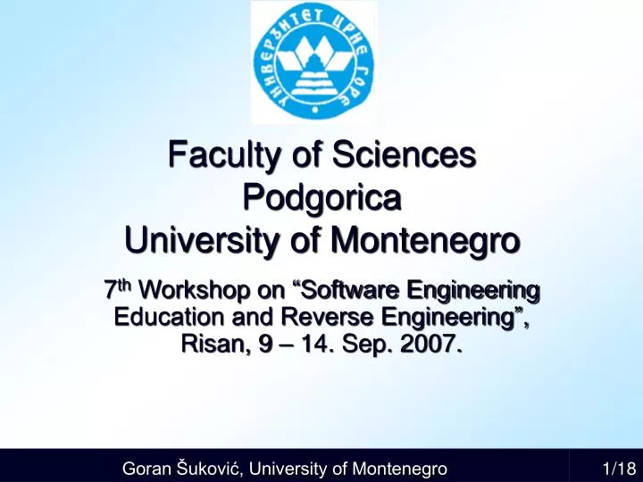 faculty of sciences podgorica university of montenegro