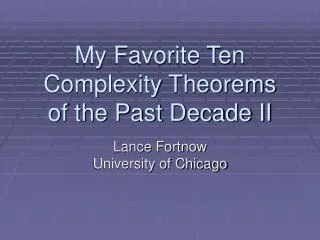 My Favorite Ten Complexity Theorems of the Past Decade II