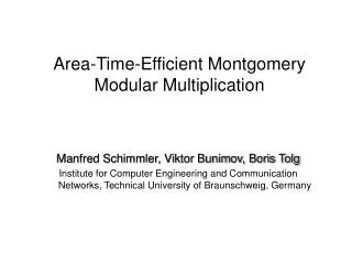 Area-Time-Efficient Montgomery Modular Multiplication