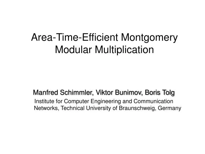 area time efficient montgomery modular multiplication