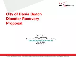 City of Dania Beach Disaster Recovery Proposal