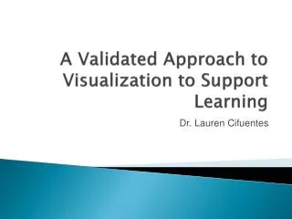 A Validated Approach to Visualization to Support Learning