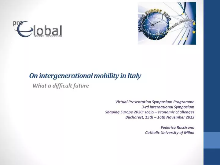 on intergenerational mobility in italy