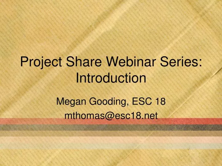 project share webinar series introduction