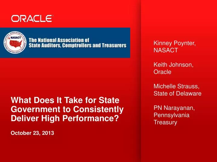 what does it take for state government to consistently deliver high performance october 23 2013