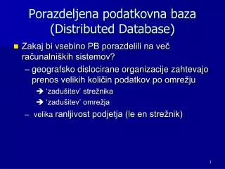 Porazdeljena podatkovna baza (Distributed Database)
