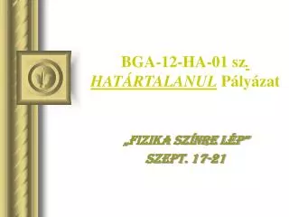 BGA-12-HA-01 sz . HATÁRTALANUL Pályázat