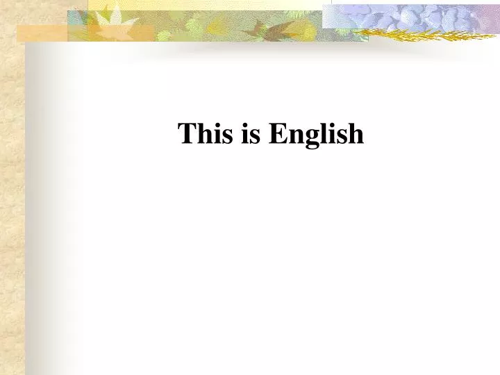 this is english