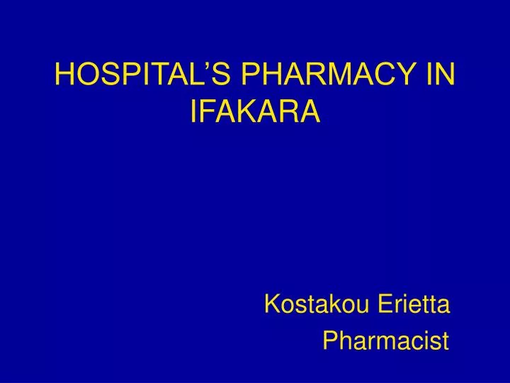 hospital s pharmacy in ifakara