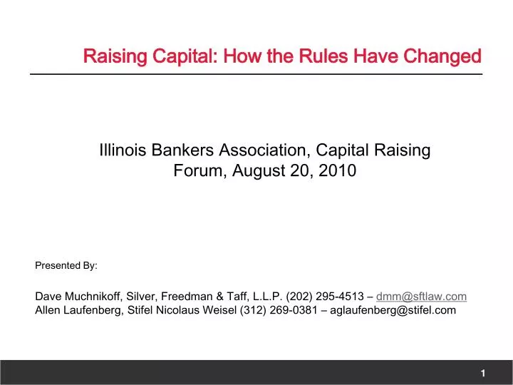 raising capital how the rules have changed
