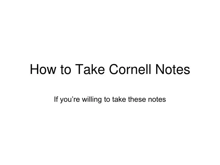 how to take cornell notes