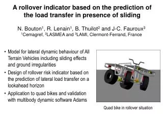 A rollover indicator based on the prediction of the load transfer in presence of sliding