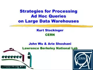 Strategies for Processing Ad Hoc Queries on Large Data Warehouses