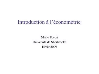 Introduction à l’économétrie