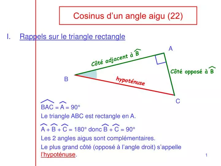 cosinus d un angle aigu 22