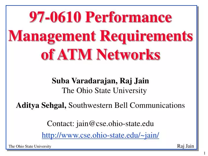97 0610 performance management requirements of atm networks