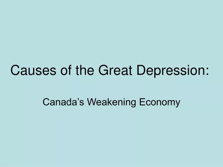 causes of the great depression