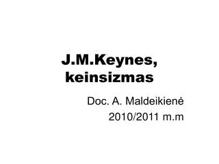 J.M.Keynes, keinsizmas