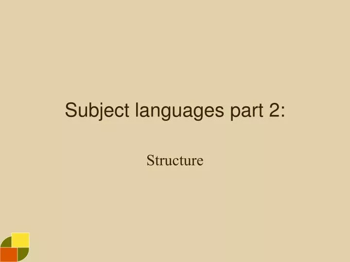 subject languages part 2