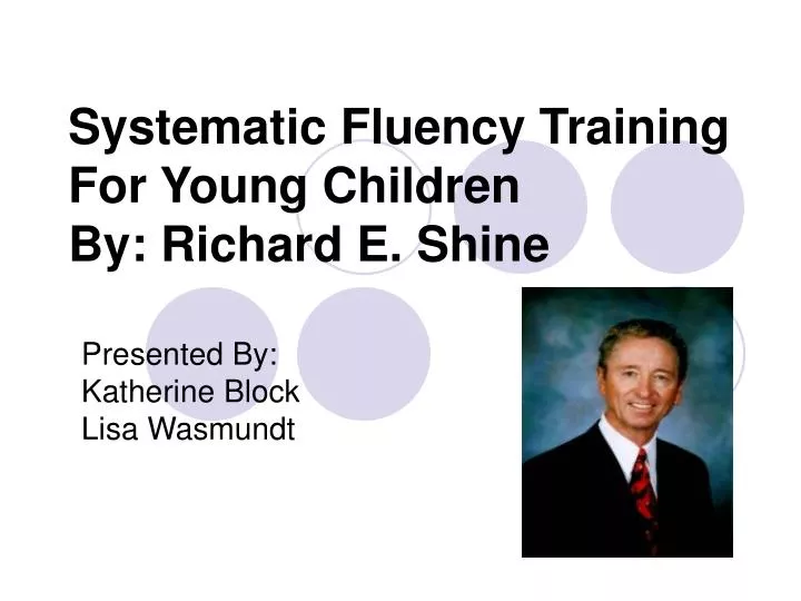 systematic fluency training for young children by richard e shine