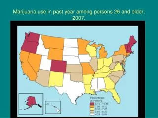 Marijuana use in past year among persons 26 and older, 2007.